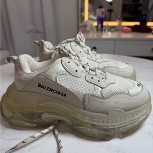 Balenciaga Cream Triple S Sneakers